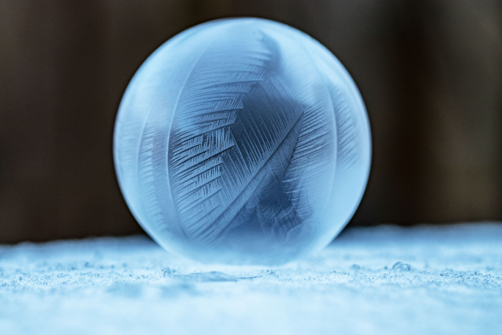 Frozen soap bubble