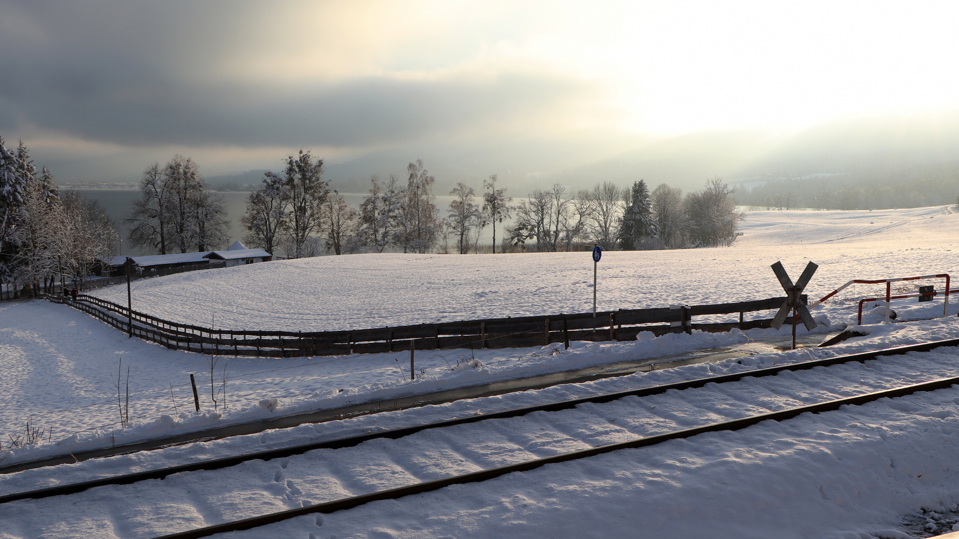   Frozen sunset in Tegernsee