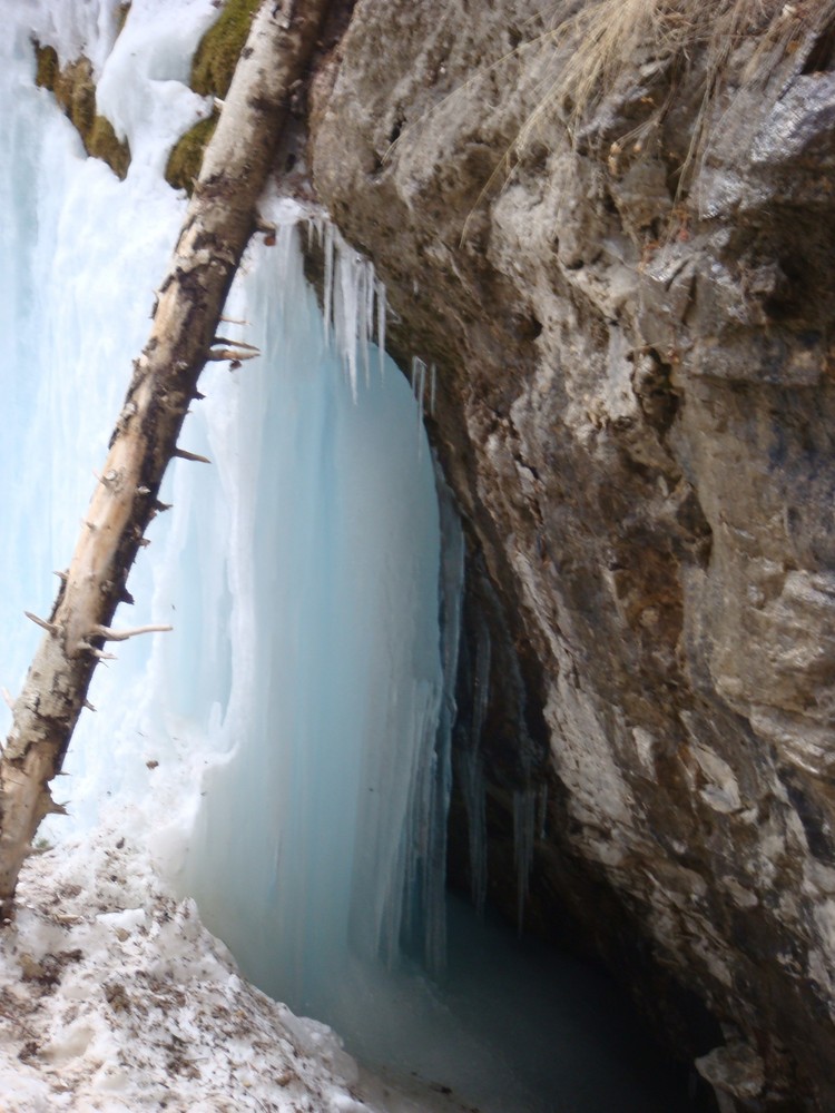 frozen waterfall in the winter