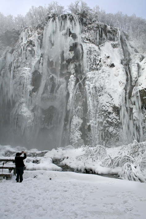 frozen waterfall - plitzvice lakes, croatia