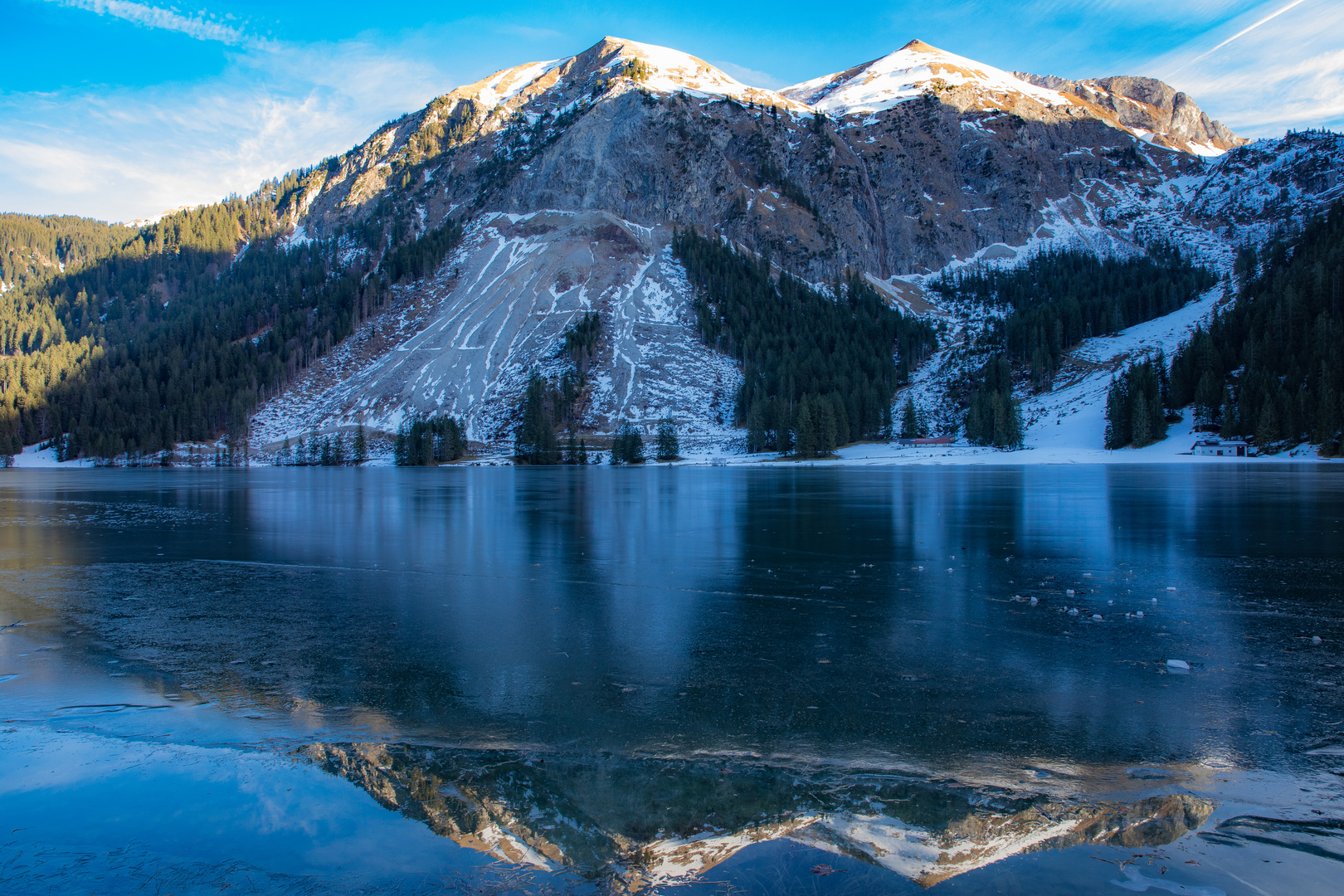 Frozen winter lake