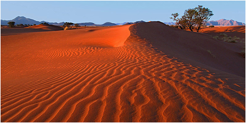 Früh am Morgen "glüht" der Sand