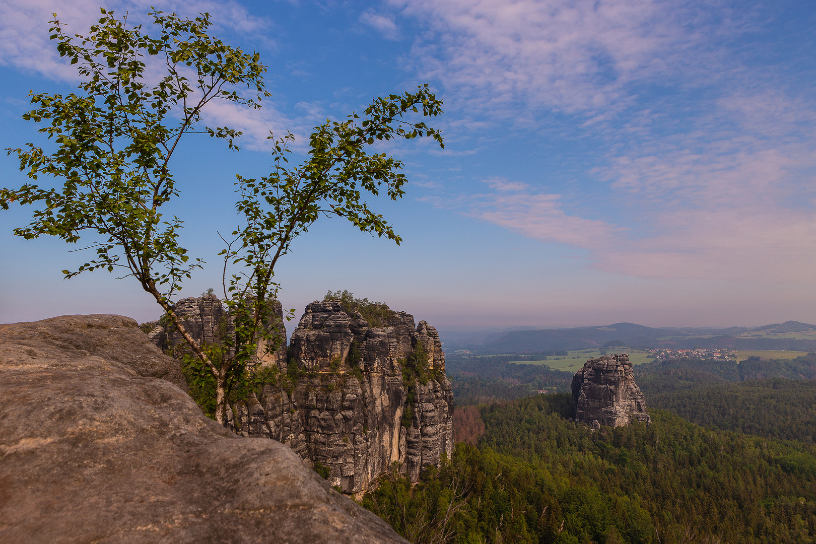 frühen Morgens bei Schrammsteinaussicht