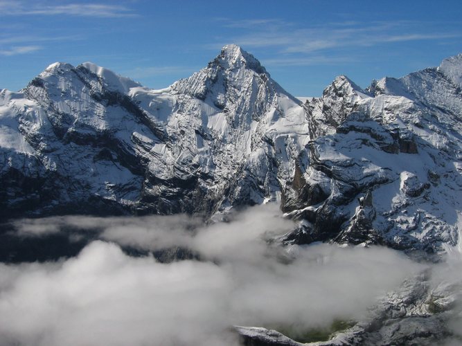 Früher Ausblick vom Schilthorn