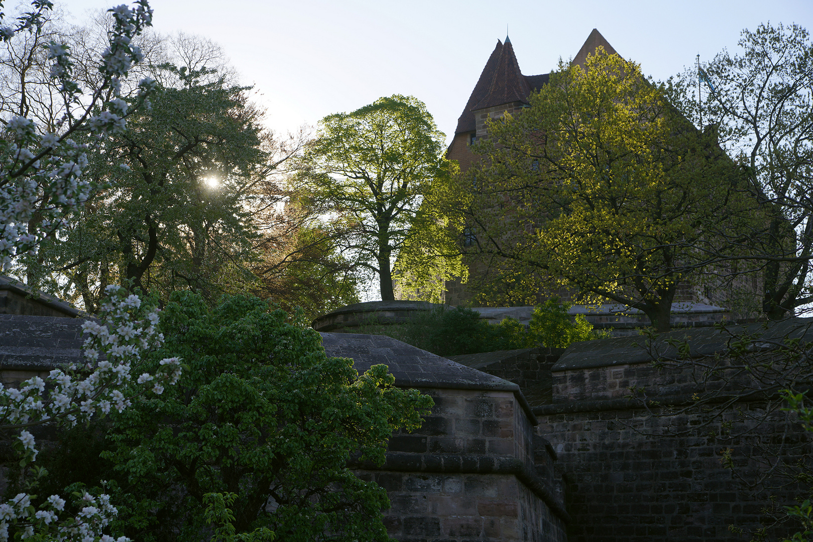 Frühling am morgentlichen Burggraben