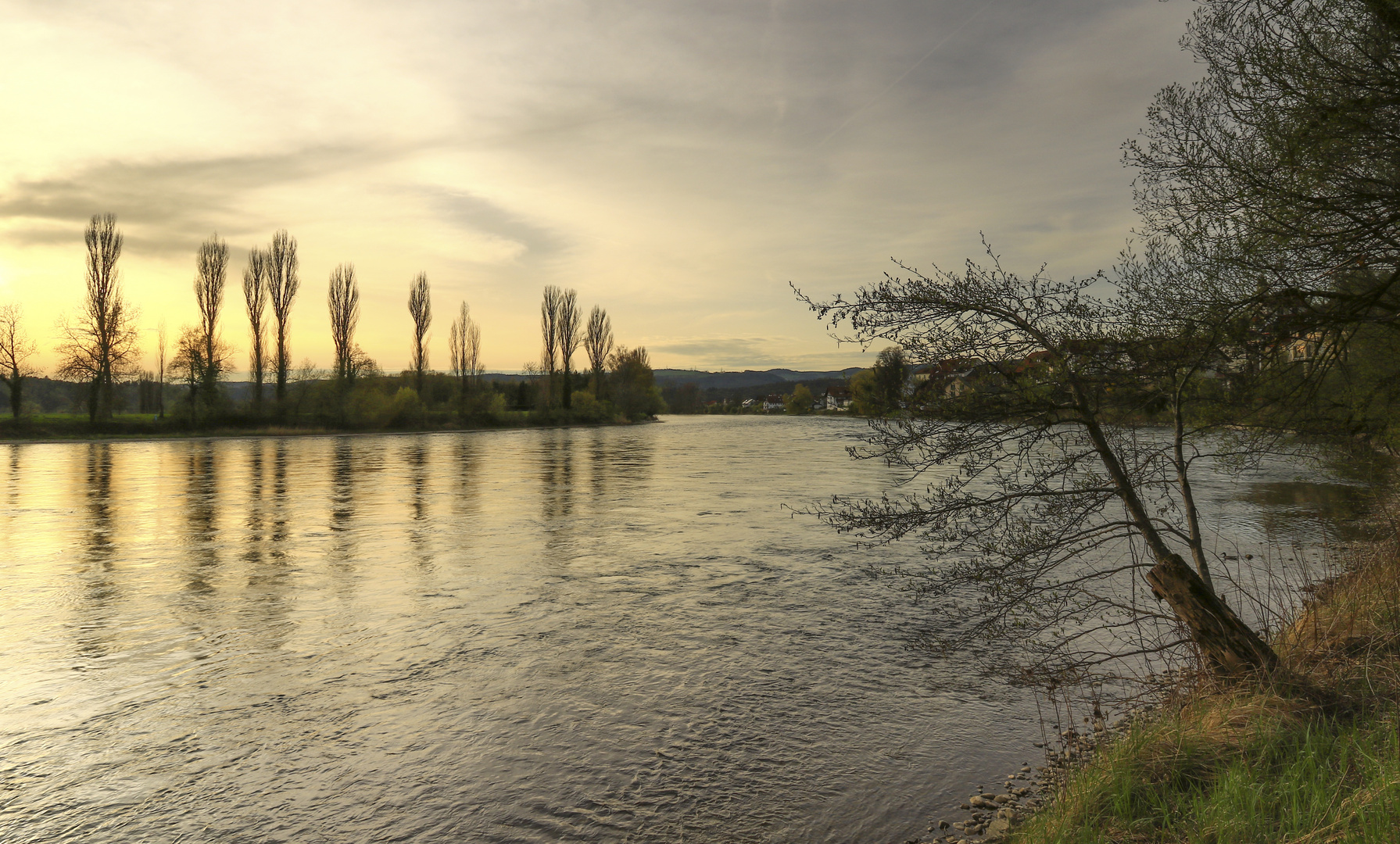 Frühlingsabend am Oberrhein Foto & Bild landschaft, bach, fluss & see
