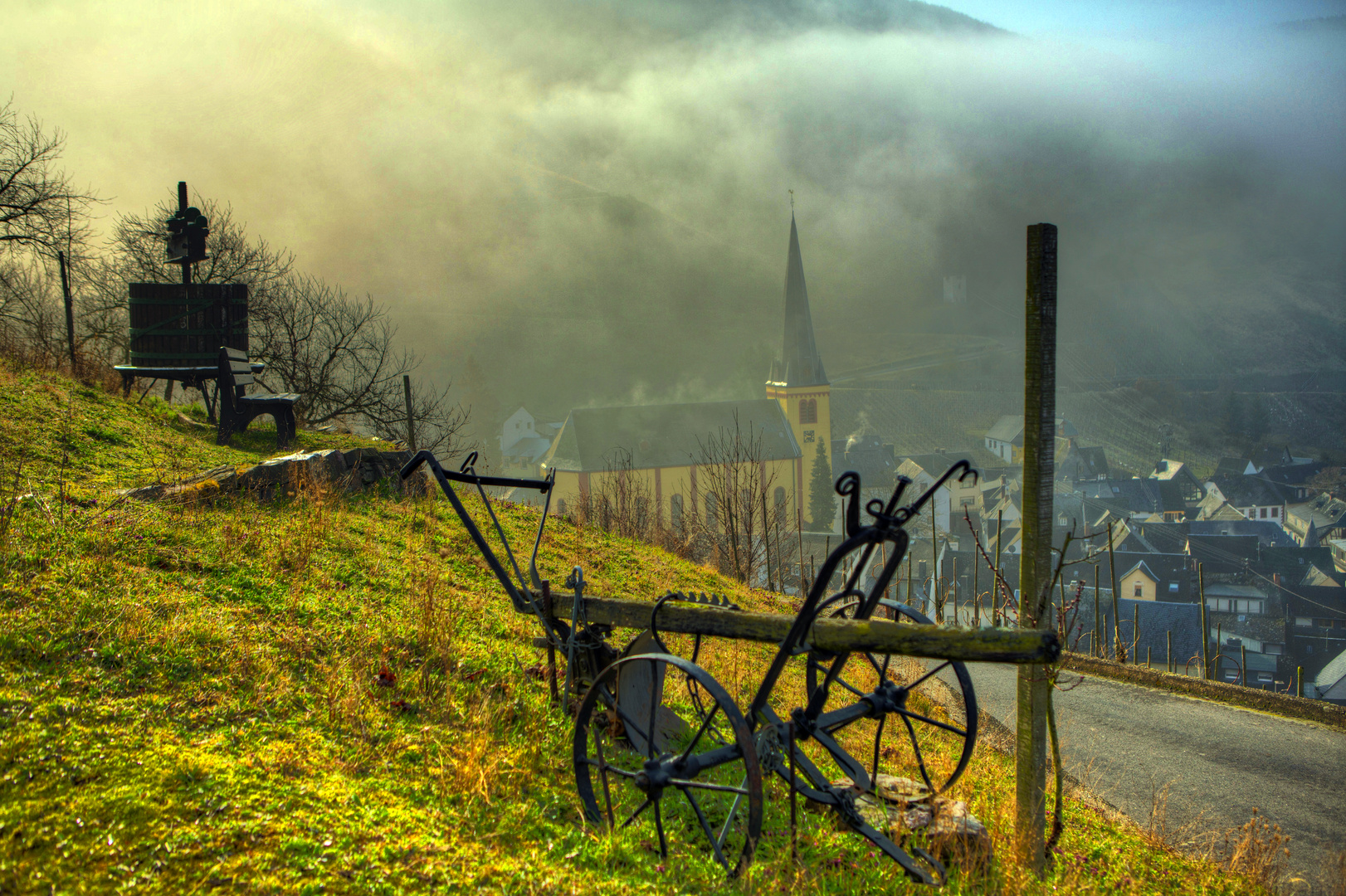 Frühlingsmorgen mit Sonnenschein in Senheim