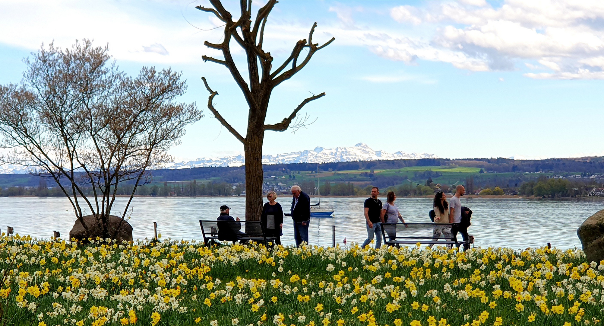 Frühlingssonne lockt zum Spazieren am See