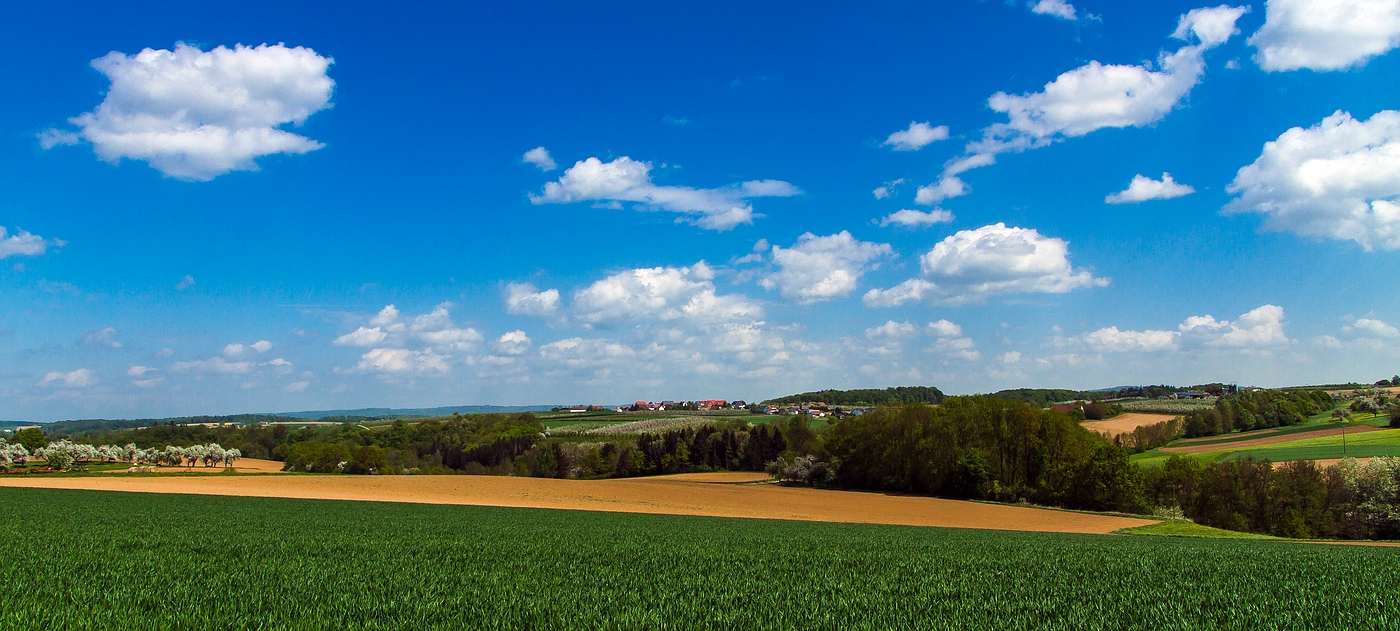 Frühlingstag über den Feldern der Heimat