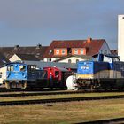 Frühlingstag vor der Bahnwerkstatt der evb