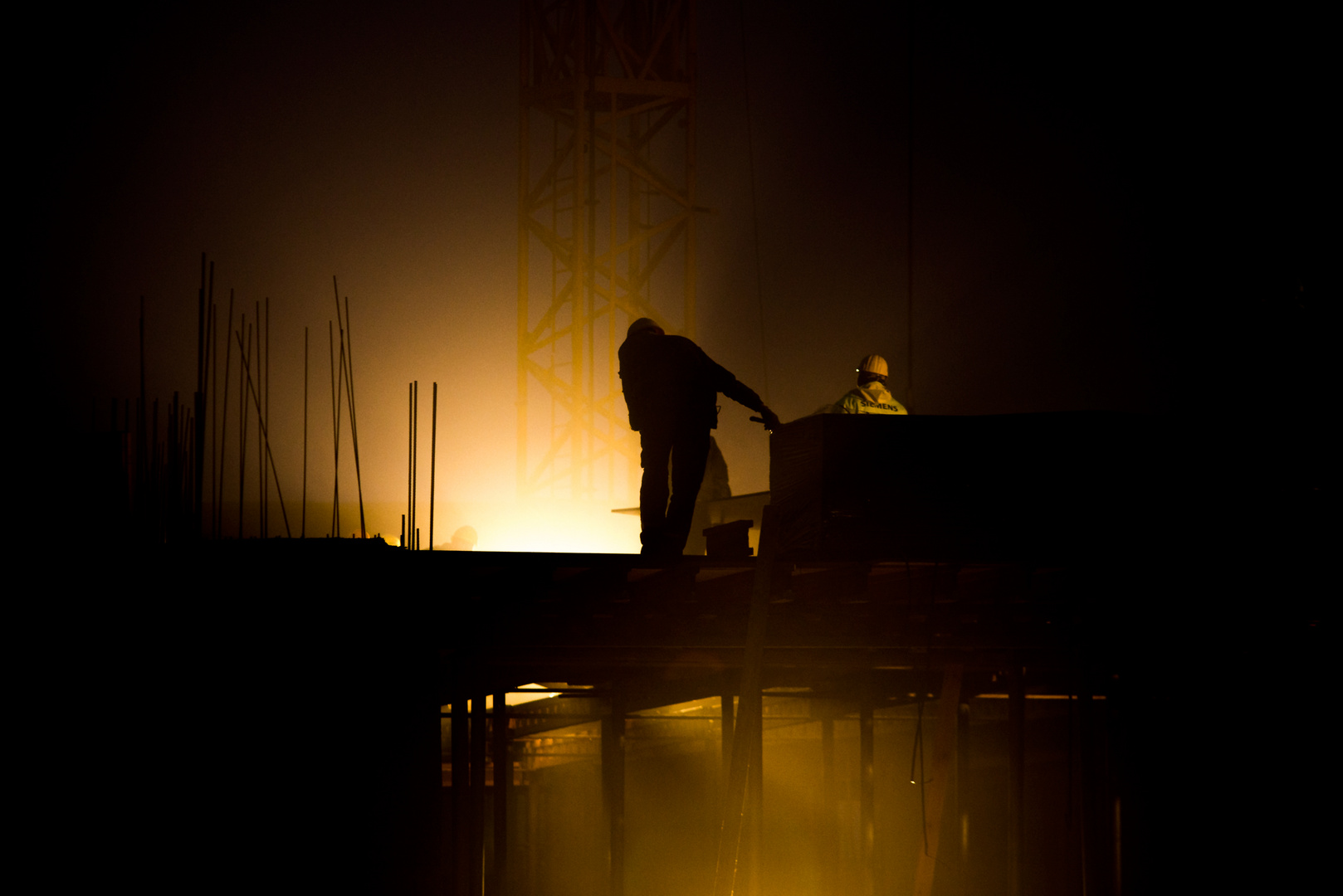 Frühmorgens auf der Baustelle