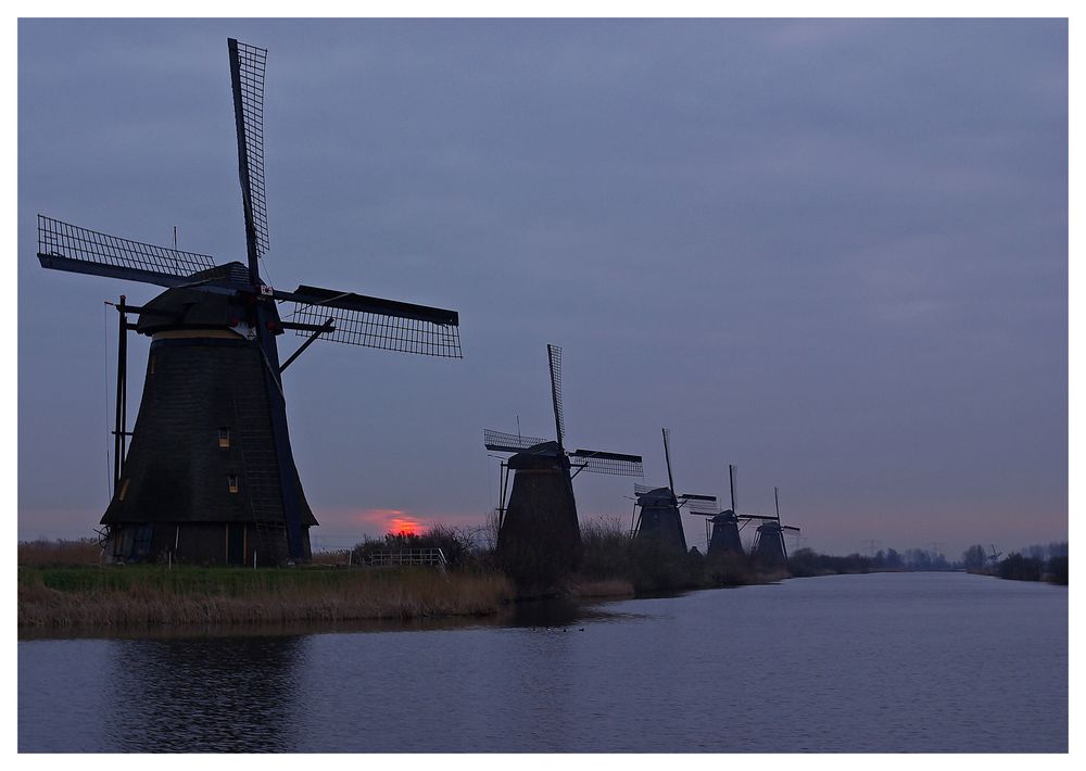 Frühmorgens in Kinderdijk