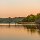 Frühmorgens Pfahlbauten am Bodensee