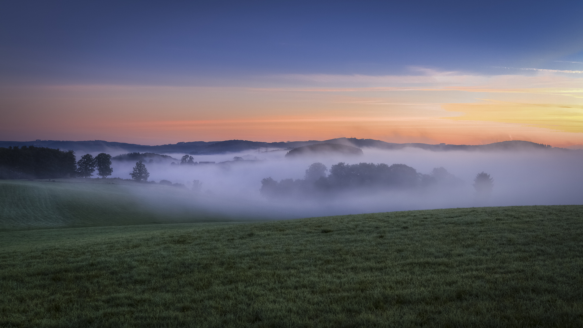 Frühnebel bei Sonnenaufgang..