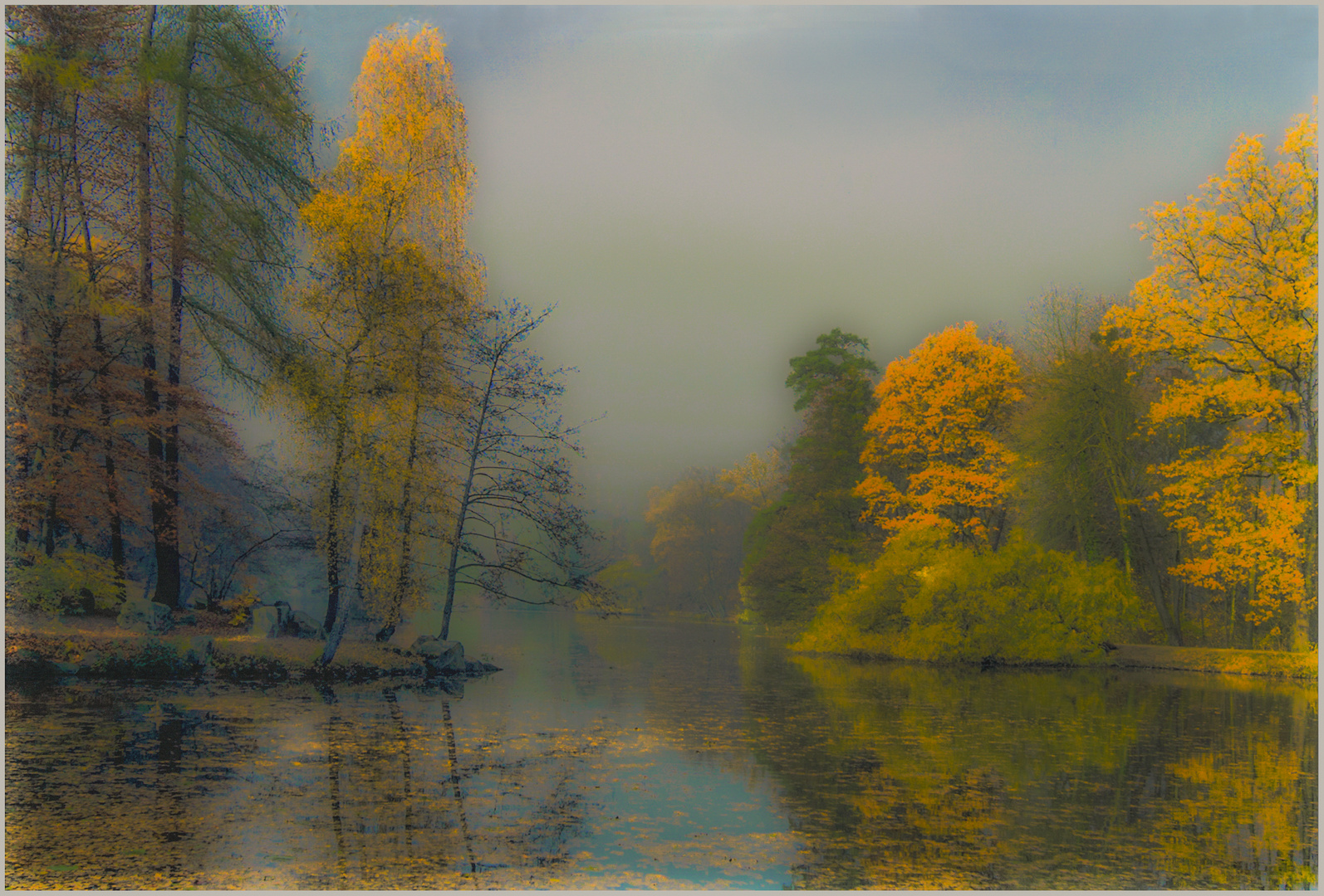 Frühnebel über dem Waldsee 