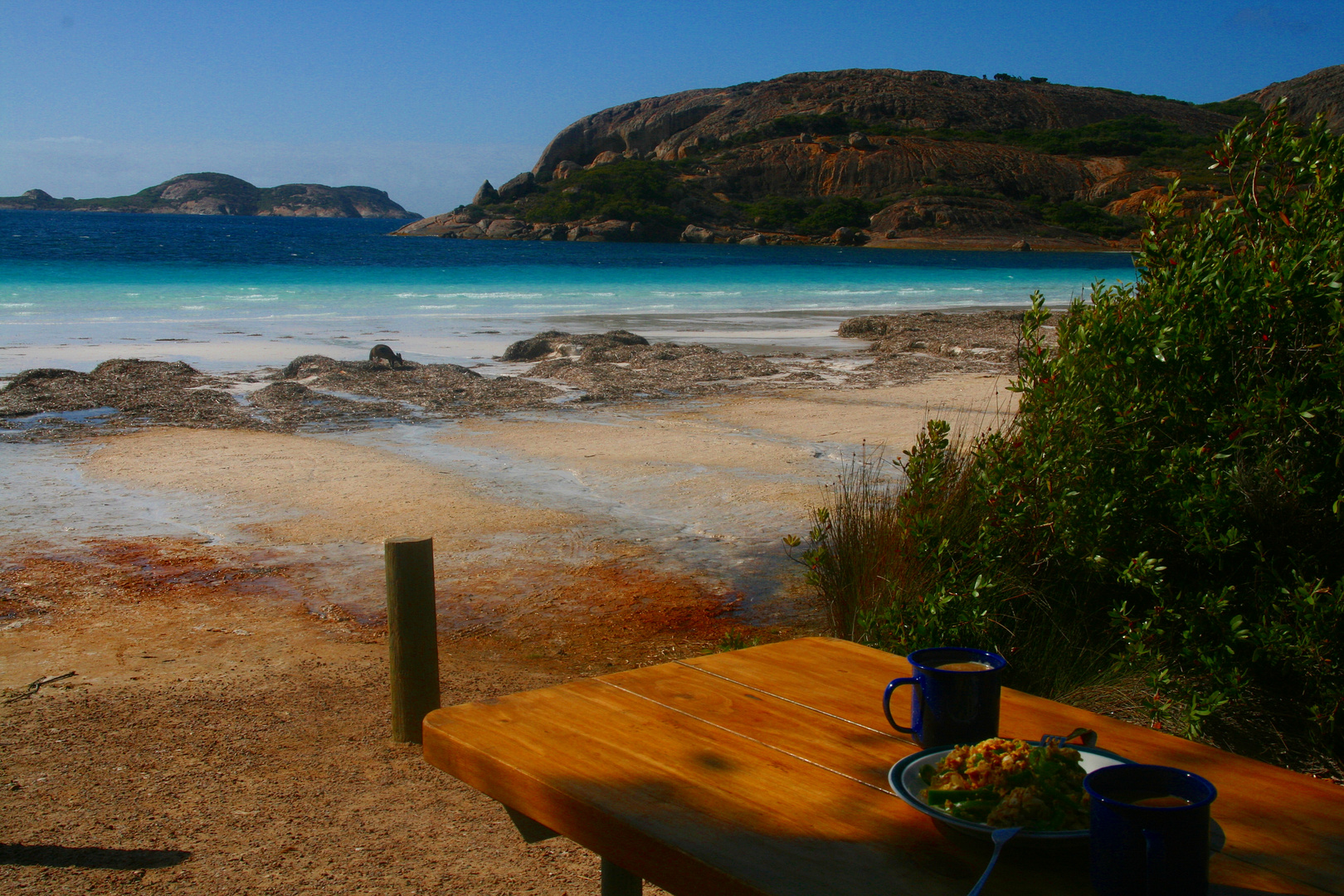 Frühstück am Lucky Beach im Le Grand Nationalpark östlich von Esperance...