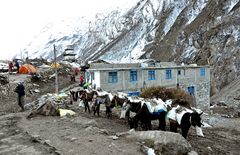 Frühstück in Samdo im Manaslu-Gebiet