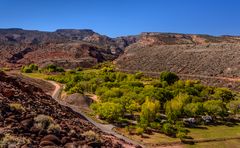 Fruita Campground mit Fremont Gorge, Capitol Reef NP, Utah, USA