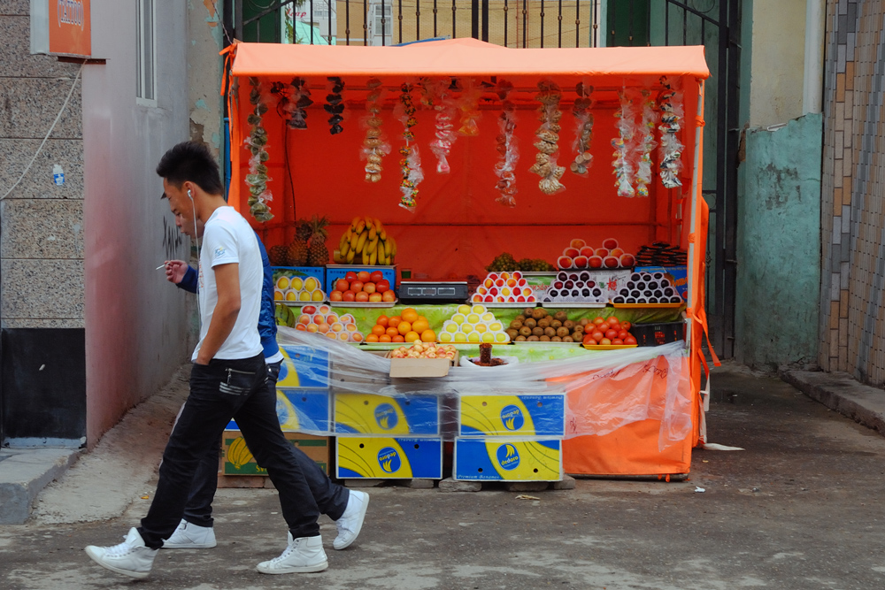 Fruits sold along the main street in Ulaan Baatar