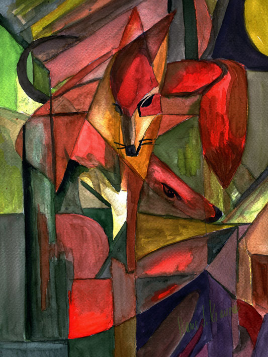 Füchse im Franz Marc Stil