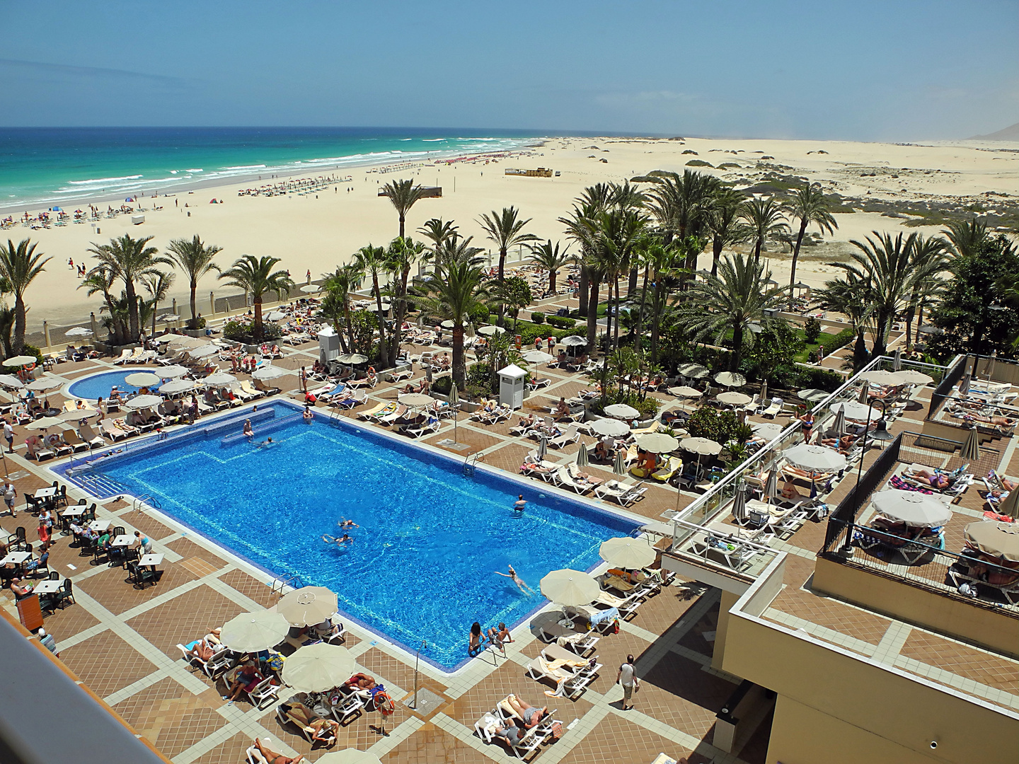 Fuerteventura: Blick vom Hotel Oliva Beach auf die einmalige Natur- u. Strandlandschaft