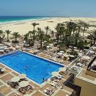 Fuerteventura: Blick vom Hotel Oliva Beach auf die einmalige Natur- u. Strandlandschaft