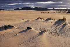 Fuerteventura, Sonnenuntergang über der Dünenlandschaft bei Corralejo