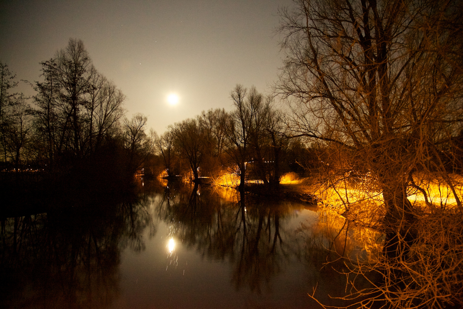 Fuerther Stadtpark bei Vollmond