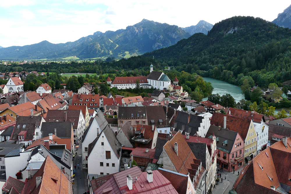 Füssen - Blick vom Hohen Schloß auf die Stadt