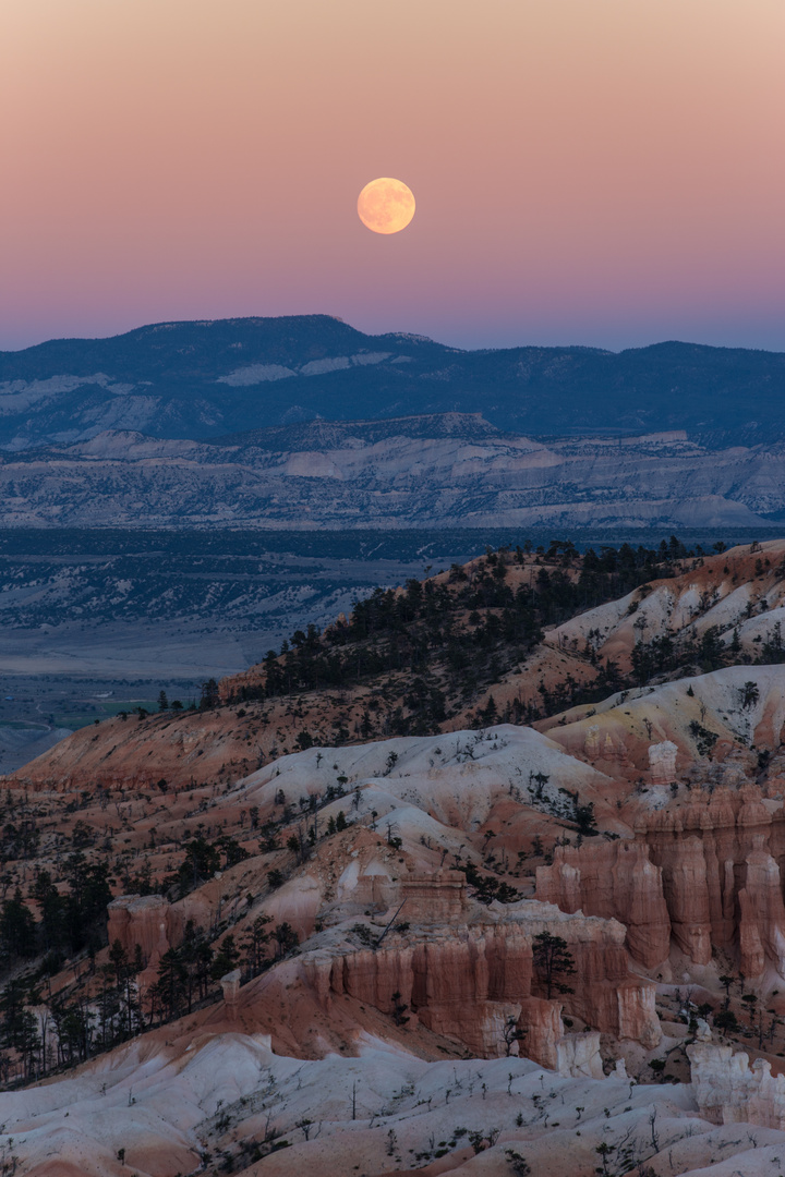 full moon at sunset