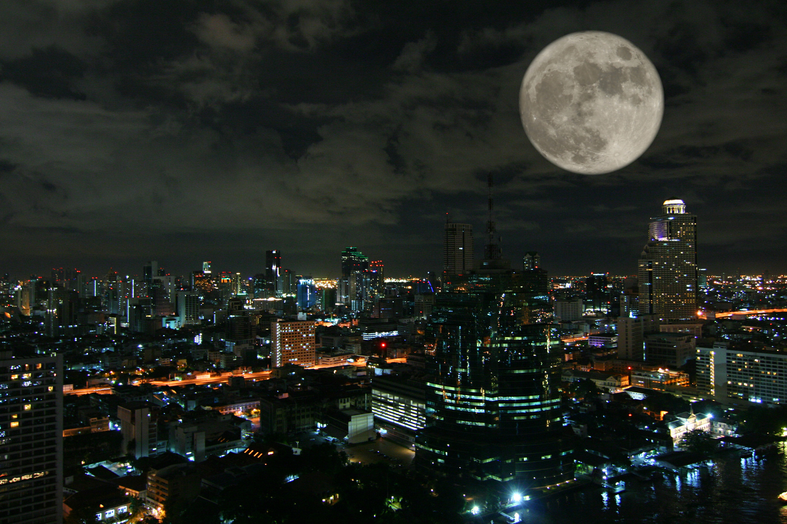 Full moon over Bangkok