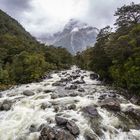 Full river and the mountain.