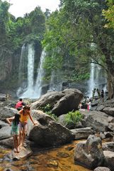 Fun at the waterfall on Phnom Kulen