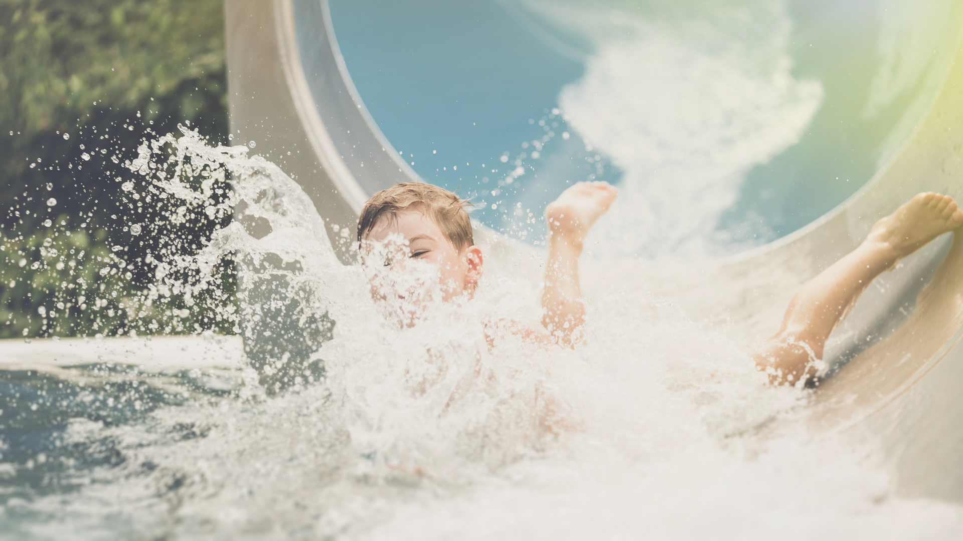 Fun on the water slide