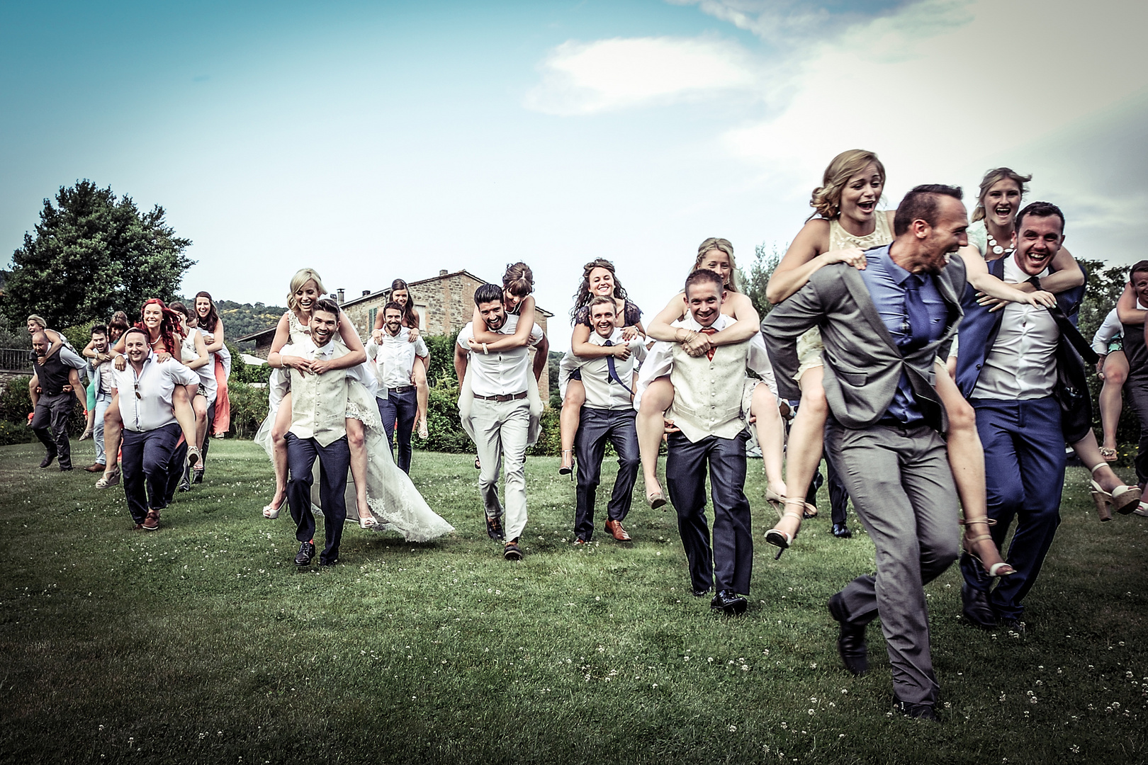 Funny moment at wedding party in Tuscany.