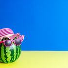 Funny watermelon with sunglasses. Summer concept