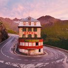 Furkapass, Hotel Belvedere im Abendrot