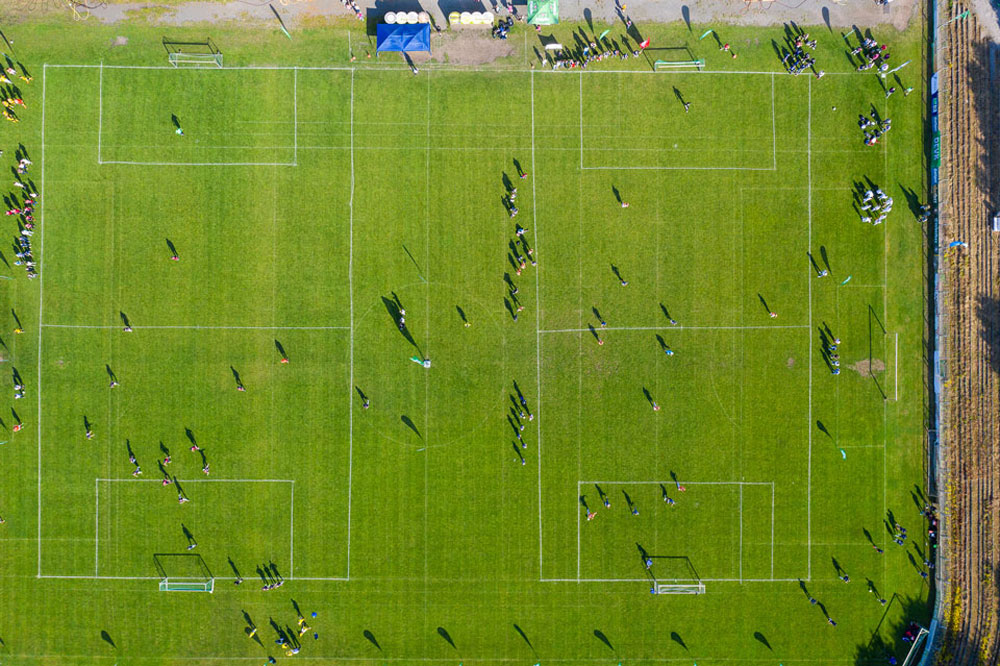 Fussballturnier von oben