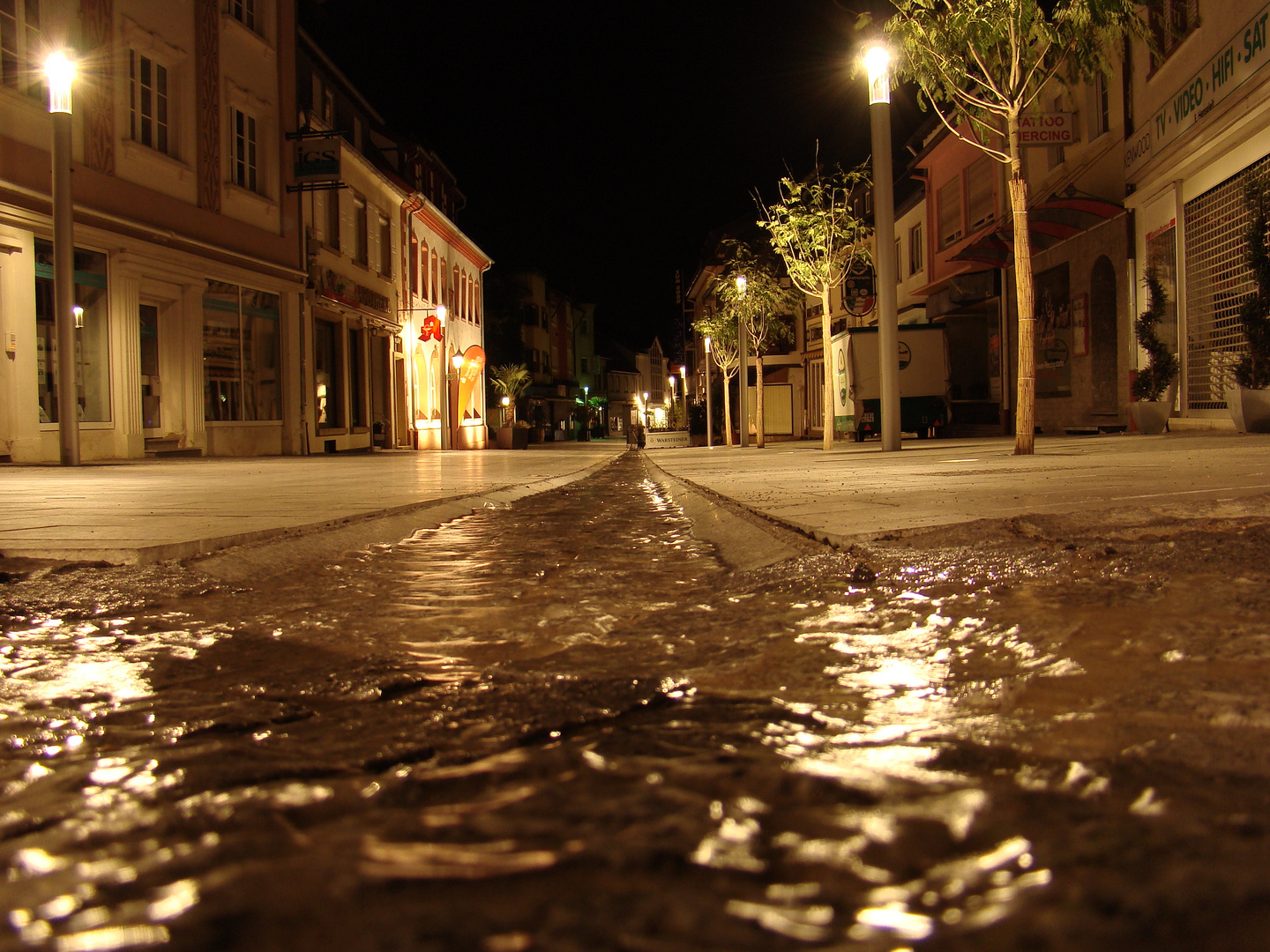 Fußgängerzone Grünstadt bei Nacht