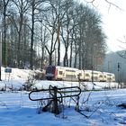 Fußwegbahnübergangsdrehkreuz in einer Wiese