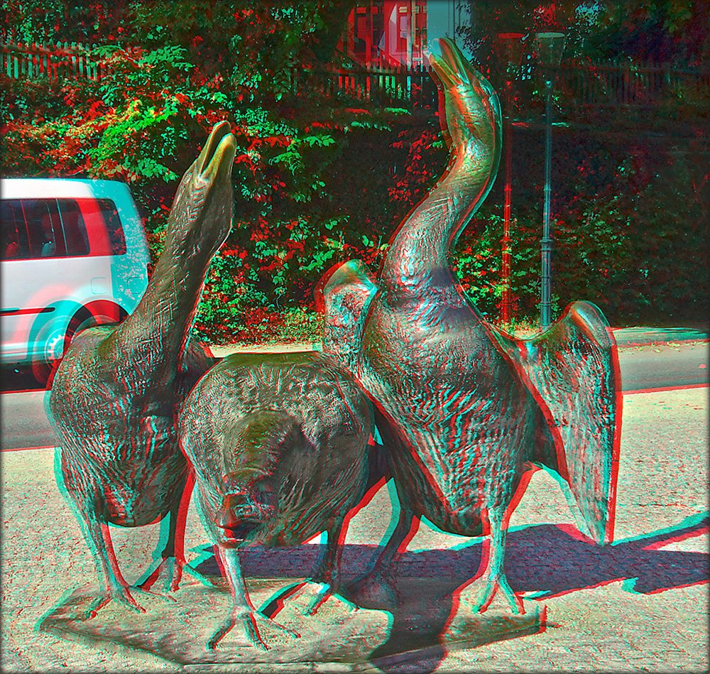 Gänse an der Uferstraße (3D)