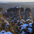 "Gänse" und andere Felsen der Bastei im Winterkleid