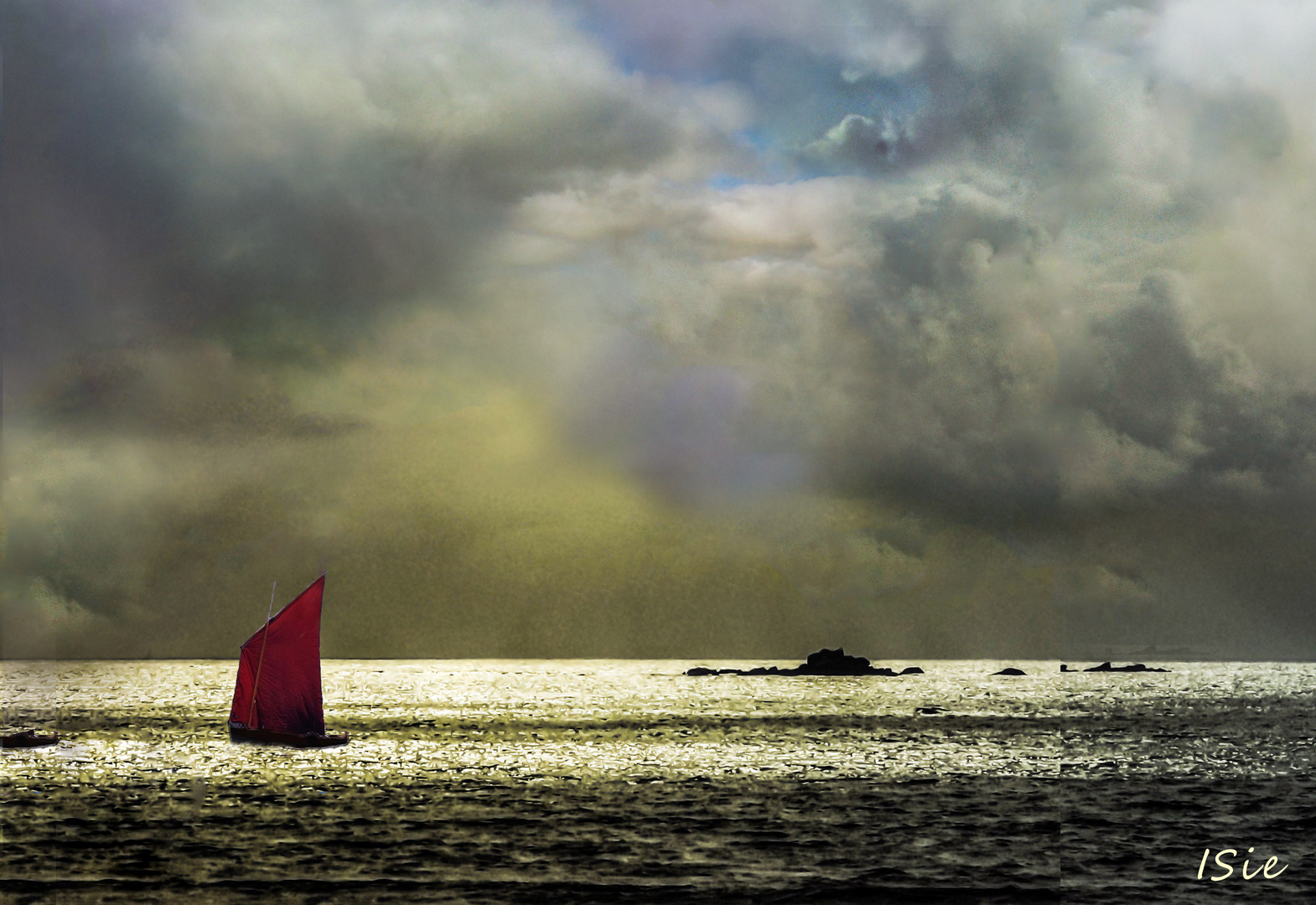 Gaffelsegler vor der Halbinsel Quiberon