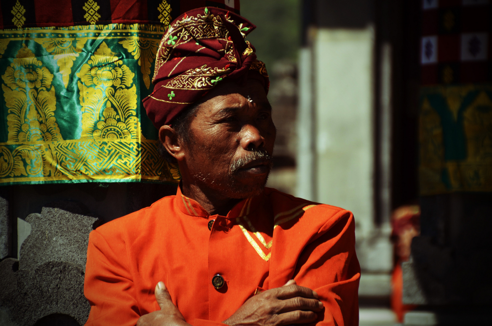 Gamelan-Musiker im Tempel