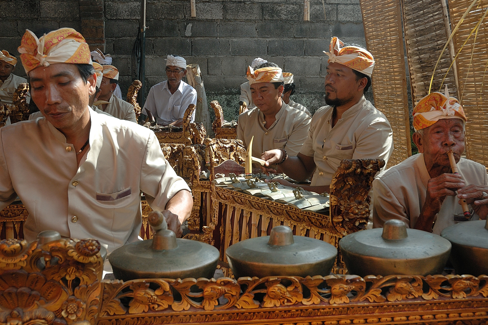 Gamelan orchester musicans on Bali