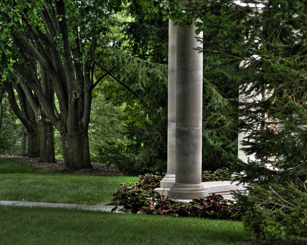 Garden Pillars in the rain