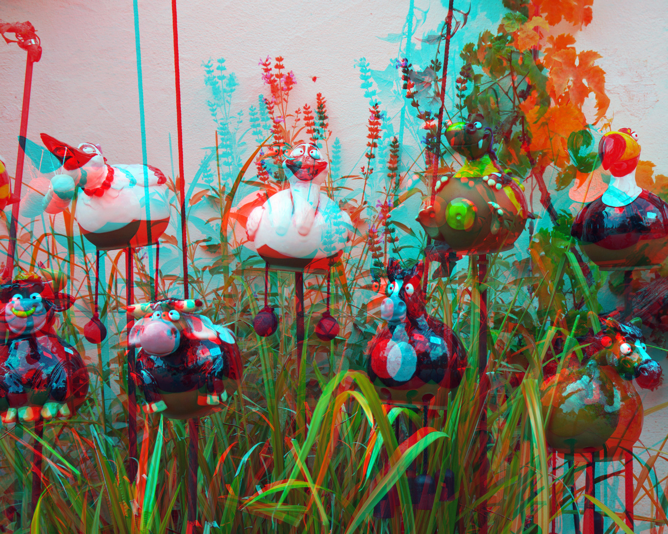 Gartenfiguren 3D Anaglyphe