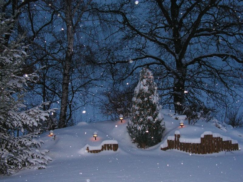 Gartenhügel im Schnee