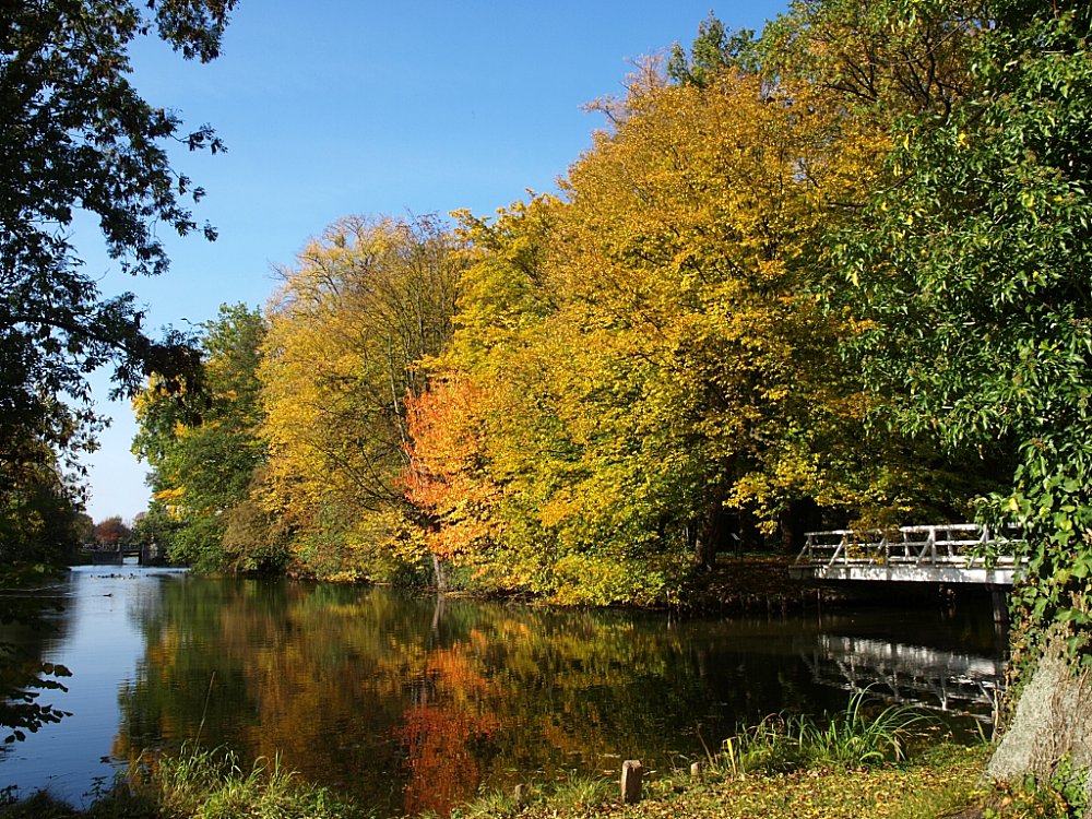 Garteninsel Schloß Hovestadt im Herbst