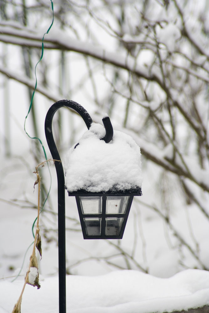 Gartenlampe im Winter